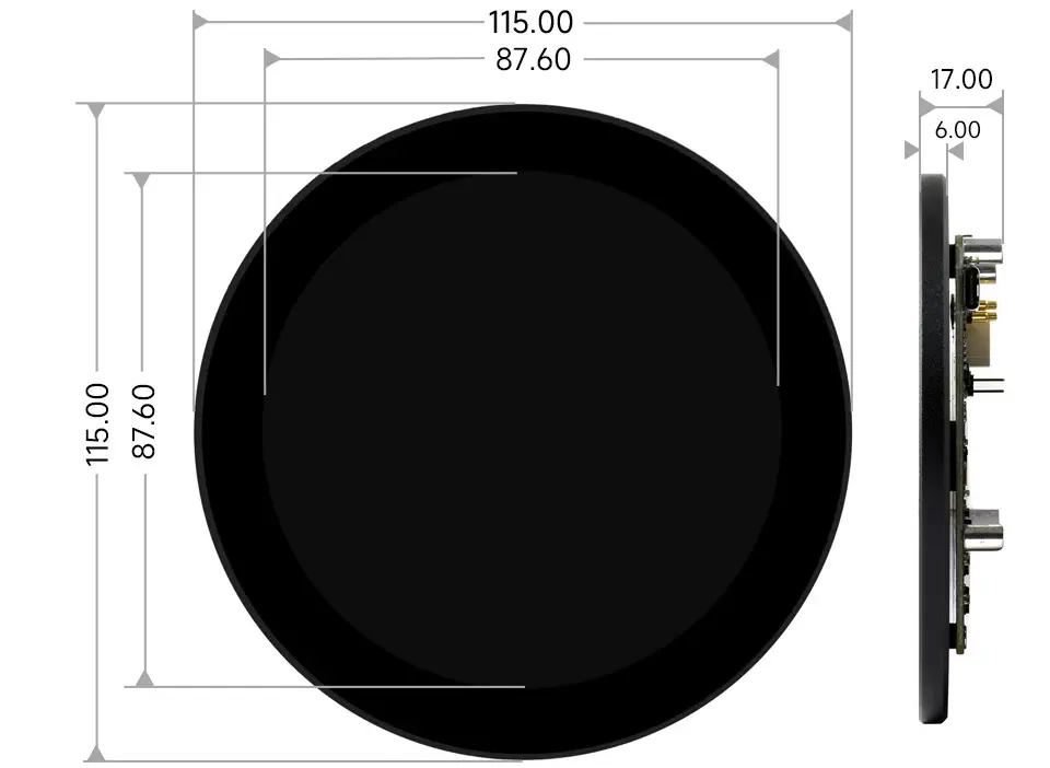 Écran tactile rond Waveshare 3,4 pouces DSI, 800 x 800, IPS, tactile 10 points