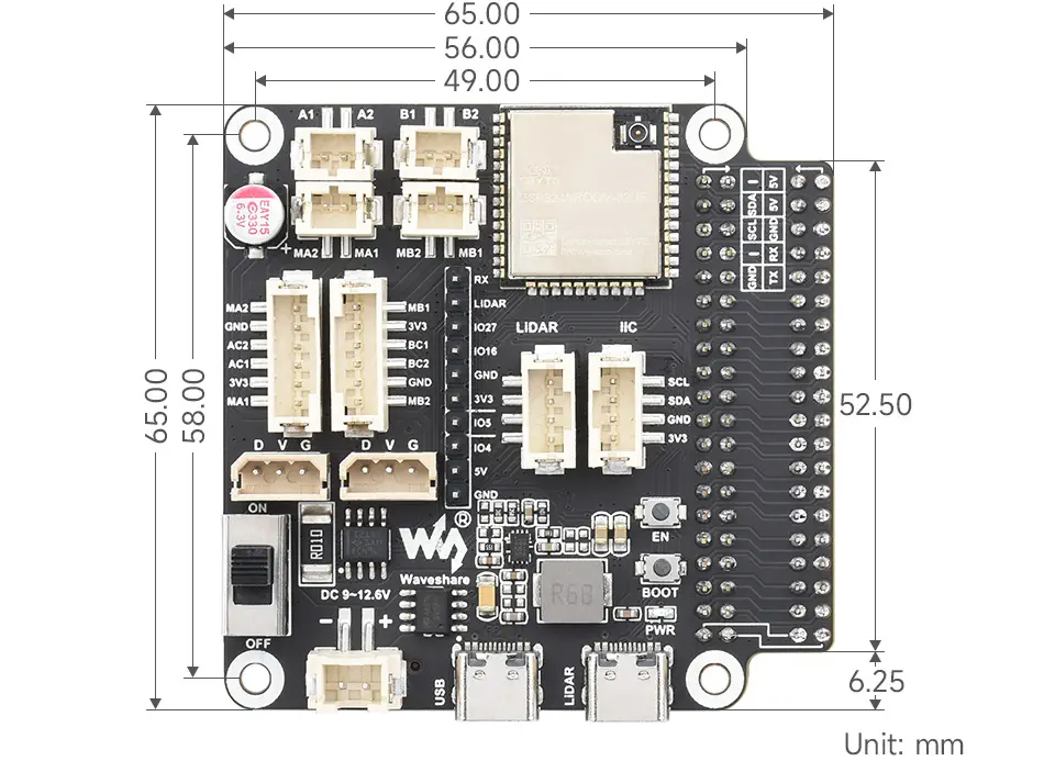 Placa Controladora General Waveshare, Basada en ESP32 c/ Soporte para WIFI, Bluetooth y ESP-NOW