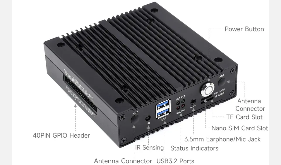 Waveshare NAS Mini-Computer für RPi CM4, Netzwerkspeicher, Dual SSDrive Slots