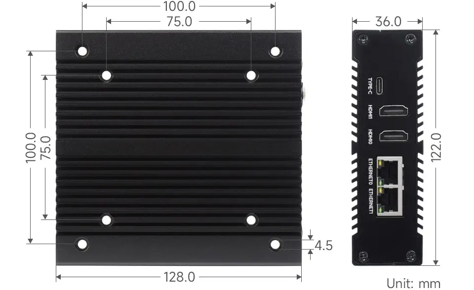 Waveshare NAS Mini-Computer für RPi CM4, Netzwerkspeicher, Dual SSDrive Slots