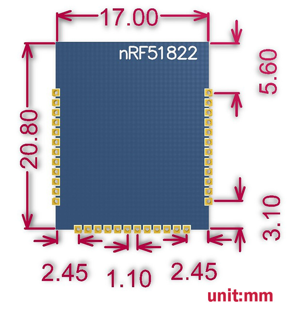 NRF51822 Bluetooth 4.0  Module- Click to Enlarge