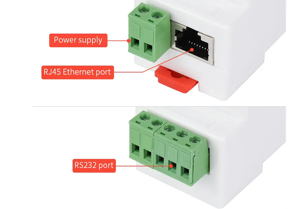 Serveur Série Industriel, RS232 vers RJ45 ETH, TCP/IP vers Série, Montage sur Rail, PoE