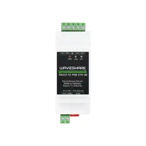 Servidor Serial Industrial, RS232 a RJ45 ETH, TCP/IP a Serial, Montaje en Riel, PoE