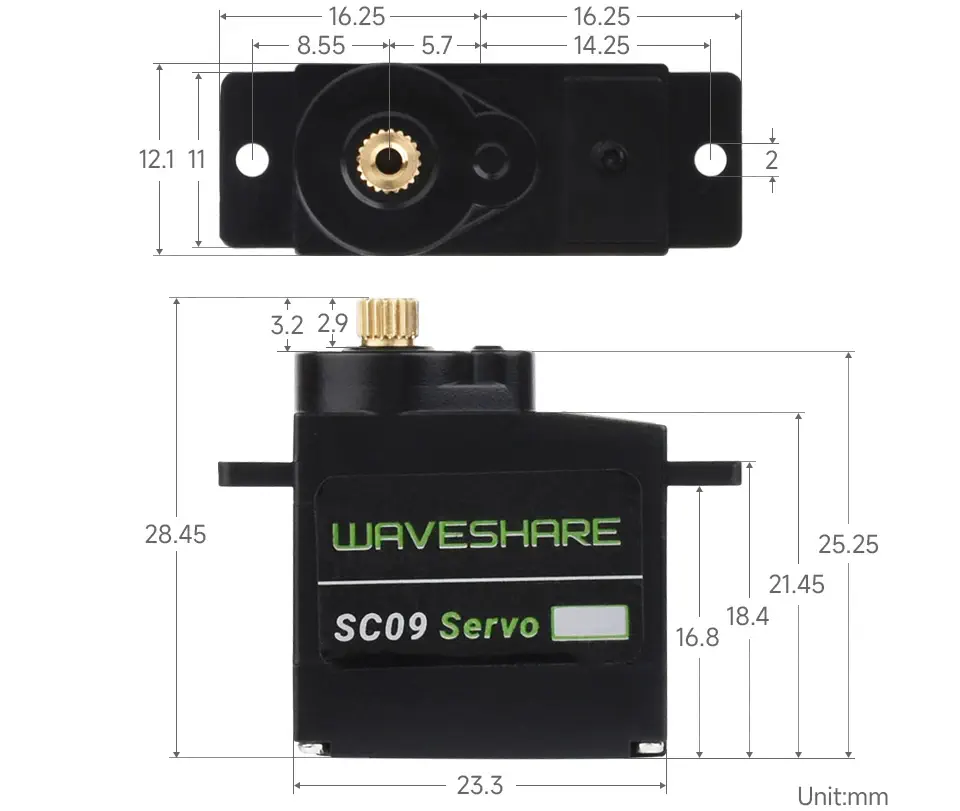 Servo Serial de 2,3Kg, Retroalimentación Bidireccional, Modo Conmutable, 300° de Waveshare