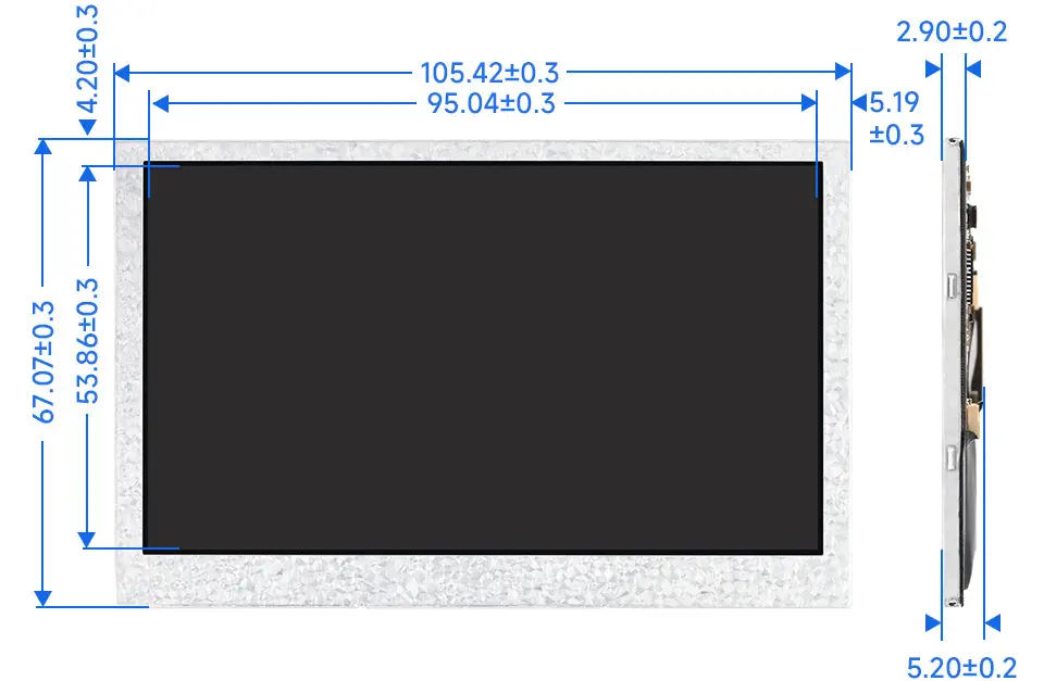 Waveshare 4.3inch DSI Display, 800x480, IPS, Thin & Light Design (No Touch)