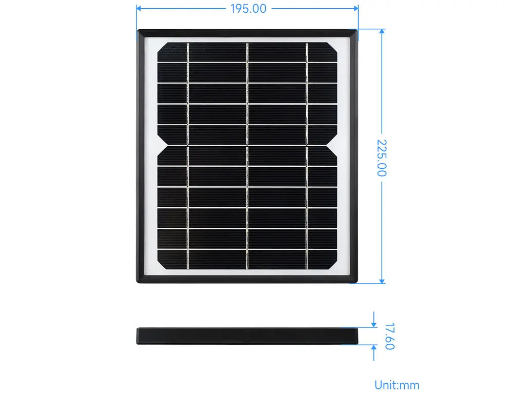 Panneau solaire en silicium monocristallin (5,5V 6W), surface en verre trempé