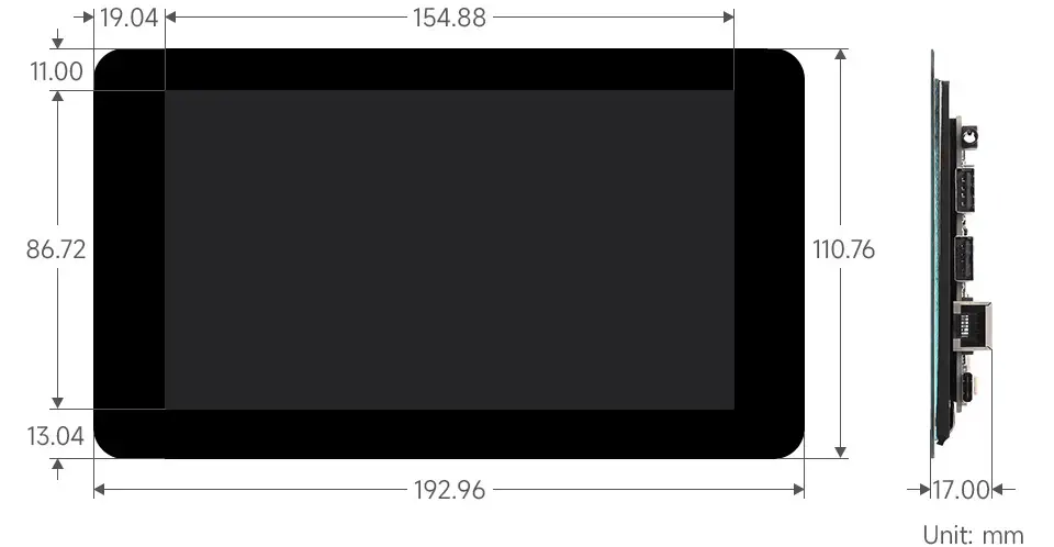 Waveshare 7in Touch Display for RPi Zero w/ IPS, 1024x600, 5-point Cap. Touch