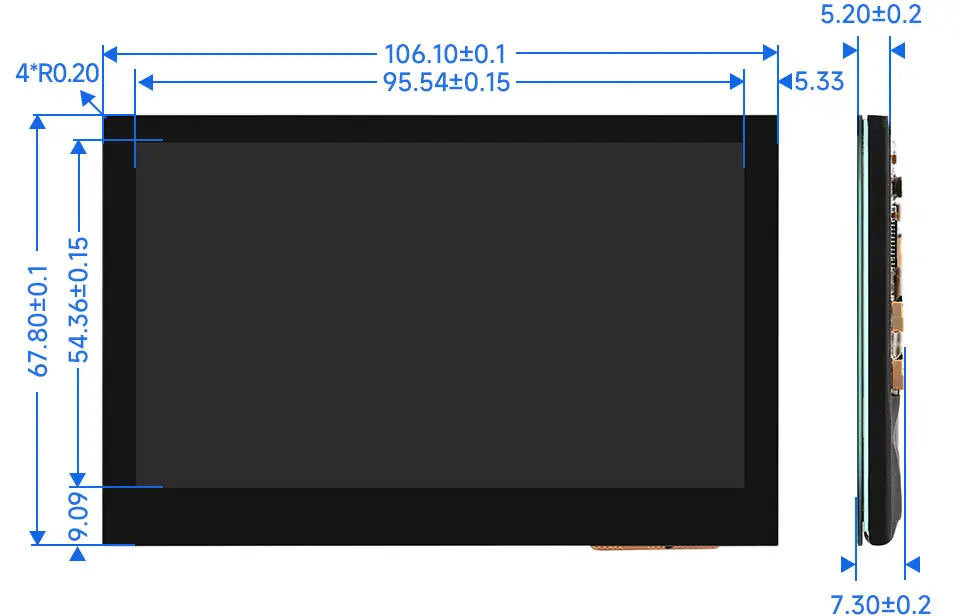 Waveshare 4.3inch DSI Display, 800x480, QLED Touch Panel, Thin & Light