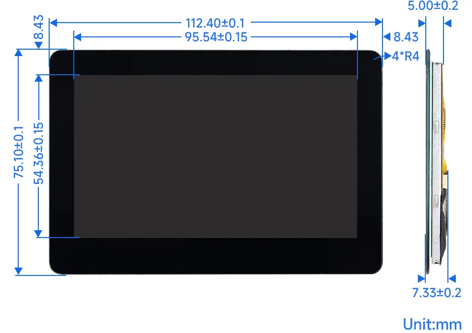 Waveshare 4.3inch DSI IPS Wide-bezel Touch Display, 800x480