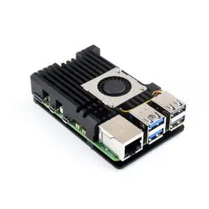 Boîtier Waveshare (H), Ventilateur Soufflant à Contrôle de Température pour RPi 5