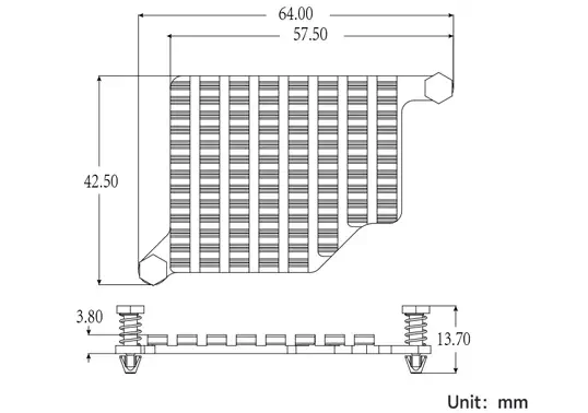 Disipador de Calor de Aluminio Waveshare para Raspberry Pi 5, Almohadillas Térmicas, Pines de Presión de Resorte