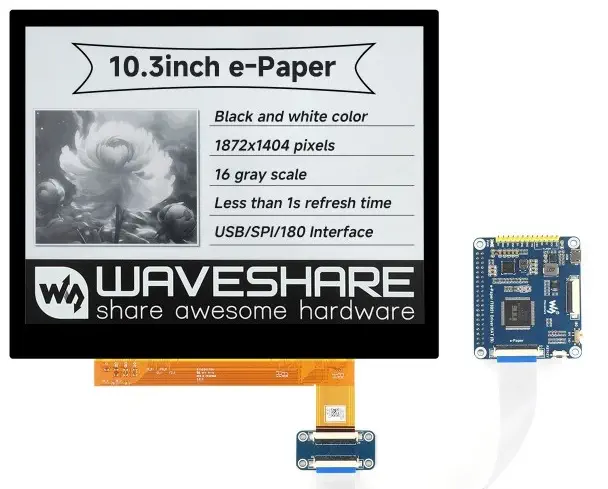 10.3inch E-Paper E-Ink Display with HAT - Dimensions