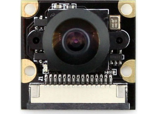 Raspberry Pi Kameramodul (G) mit Fisheye-Objektiv - Zum Vergrößern klicken