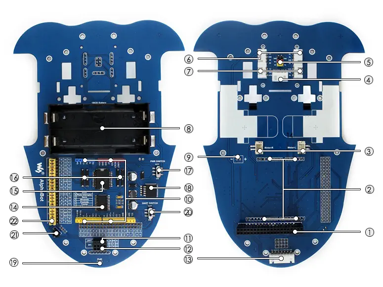 Kit de Chasis AlphaBot para Raspberry Pi – Haga clic para ampliar