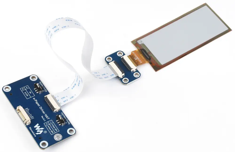 Vista Lateral de Pantalla E-Ink Flexible HAT de 2,9 pulgadas - Dimensiones