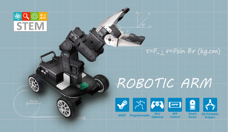 Brazo Robótico de 6 Grados de Libertad con Ruedas XYZRobot - Haga Clic para Ampliar